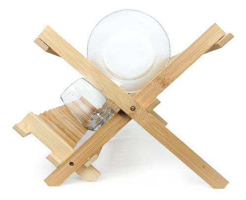 Secaplatos Escurridor De Madera Bambu 12 Platos Color Marrón