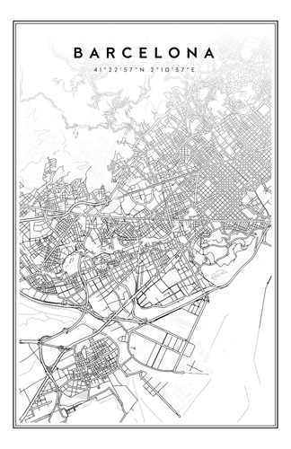 Póster Mapa Barcelona Autoadhesivo 100x70cm #546