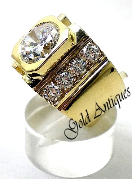 Anillo De Oro 18 Kt Y Zafiros Blancos