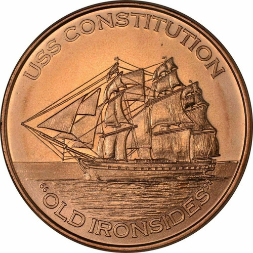 Moeda De Cobre Pura 999 1 Onça Avdp Us Navy Uss Constitution