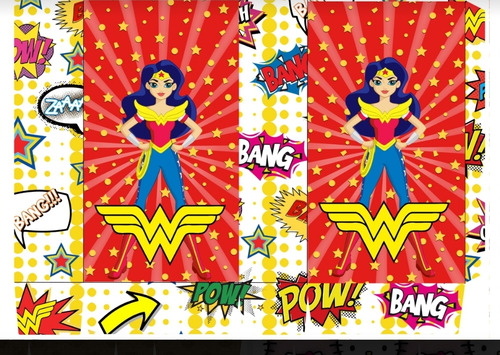 Kit Imprimible, 100% Editable La Mujer Maravilla - Candy Bar