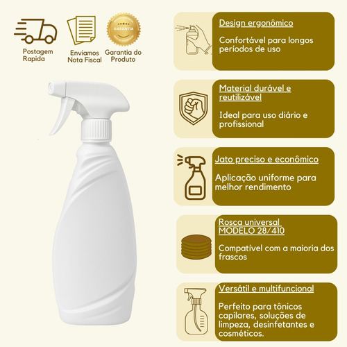 Kit 3 Frascos Borrifador Premium Spray Pulverizador 500ml