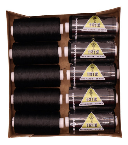 Caja Seda Amarilla Hilosiris (caja Con 10 Tubos De 25gr C/u) Negro