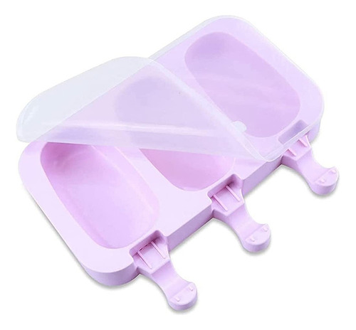 Moldes Silicona Helados Paletas Helado 3 Cavidades Color Violeta Pastelería