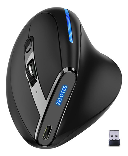 Mouse Vertical Ergonómico Zelotes F-36a Recargable Con 6 Bot