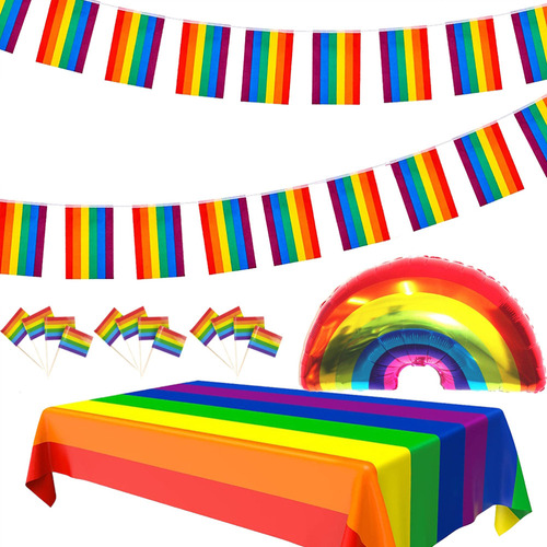 Para Mantel Rainbow Pride Con Forma De Pancarta Con Motivo