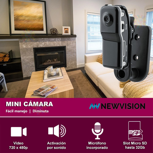 Mini Camara Espia Oculta Seguridad Dvr Hd Microfono Video Para Memoria Micro Sd Grabacion Camuflada Accesorios Clip Base