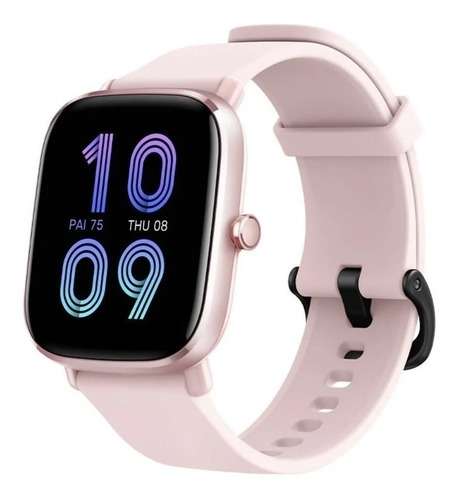 Imagen 2 de 3 de Smartwatch Amazfit Fashion GTS 2 Mini 1.55" caja de aleación de aluminio pink, malla flamingo pink de silicona A2018