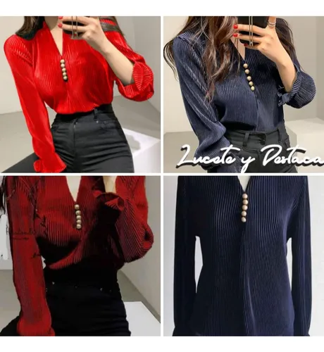 Blusas De Seda Acanalada Negro Env o Gratis A Domicilio Cuotas