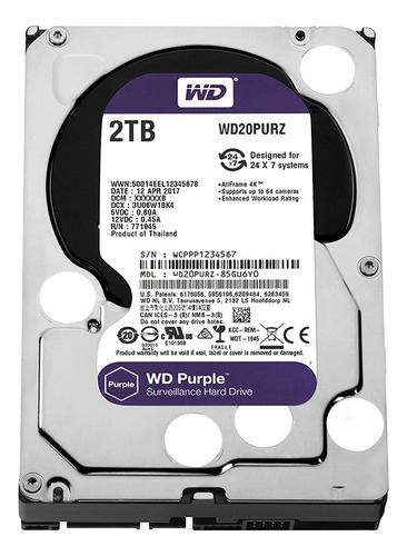 Wd Wd20purx - Disco Duro De Vigilancia Púrpura De 2 Tb, Cl.