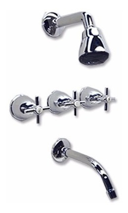 Griferia Ducha Cromado Baño Volante Cruz Metalico Oferta