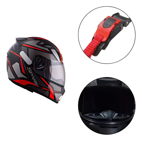 Capacete Moto Masculino Ebf Spark Spider Esportivo Vermelho
