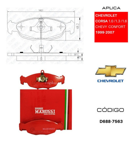 Pastillas Delanteras De Frenos Chevrolet Corsa 1.4 1985-2007