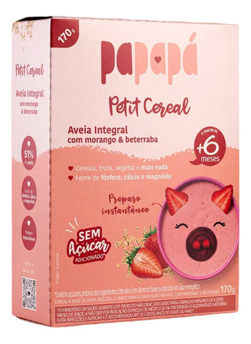 Petit Cereal Aveia Papapá Morango E Beterraba 170g