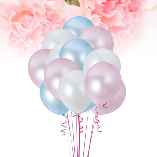 Paquete De 100 Globos De Látex De Color Azul Claro, Rosa Y B
