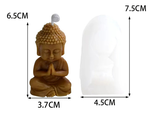 Molde Silicona Buda Sentado Para Vela Resina Yeso Color Mano Blanco
