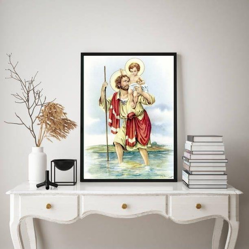 Quadro Decorativo São Cristóvão 33x24cm - Com Vidro