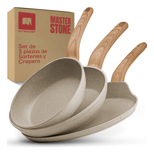 Juego De 3 Sartenes Antiadherentes Ultrachef 20, 24 Y 28cm