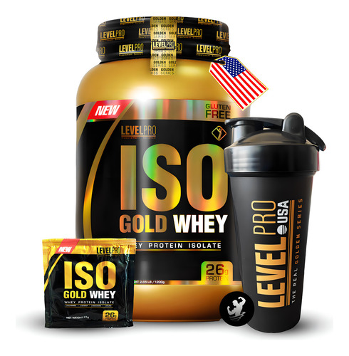Iso Whey Gold 1.1 Kg Level Pro, Proteína 100% Aislada Sabor Strawberry