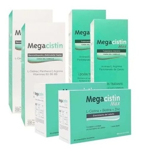 Megacistin Max X60 + 2 Shampoo Tratant + 2 Loción Tratante