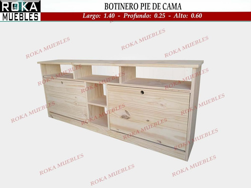 Imagen 3 de 6 de Zapatero Botinero Pie De Cama 2 Cajones 140 Organizador Pino