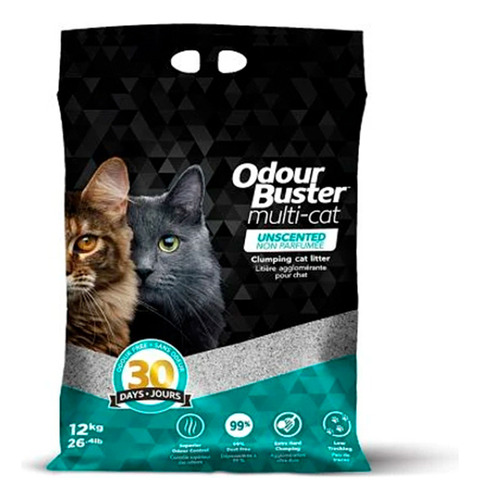 Arena Sanitaria Gato Odour Buster Multicat 12 Kg x 12kg de peso neto