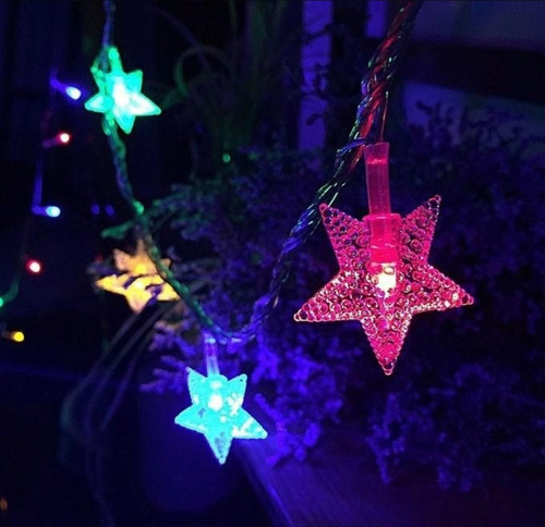 Imagen 6 de 8 de Guirnalda Solar 5mts 20 Luces Estrellas Multicolor