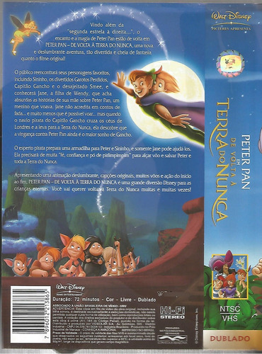 Vhs - Peter Pan Em De Volta À Terra Do Nunca - Dublado (Usado)