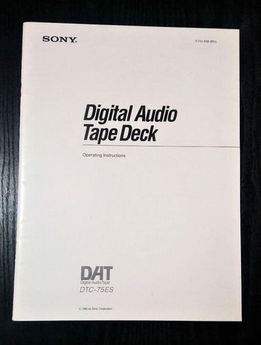 Sony Dat Dtc-75es Manual Original De Operacion