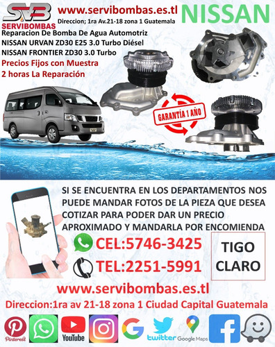 Bombas De Agua Automotrices Nissan Patrol,urvan,zd30,navara