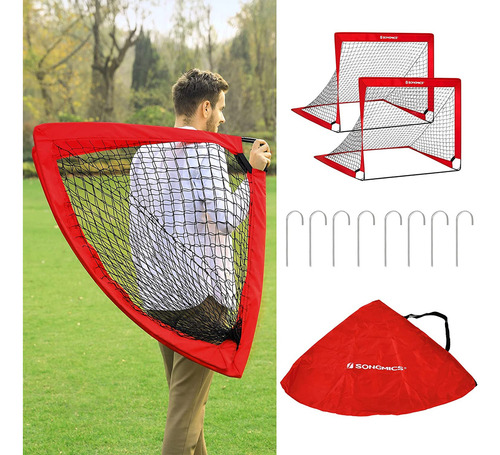 Porterías Songmics Plegables, Fibra De Vidrio, Rojo