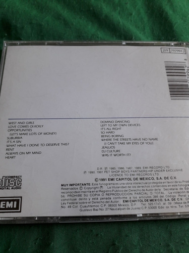 Pet Shop Boys - Discography The Complete Sgl Collection Cd (Usado)
