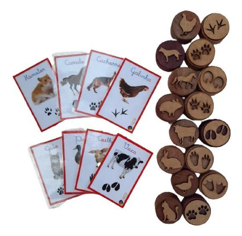 Carimbos Animais Domesticados + Pegadas + Cards Mdf