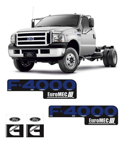 Kit Adesivos Ford F-4000 Euromec + Cummins Preto Resinados