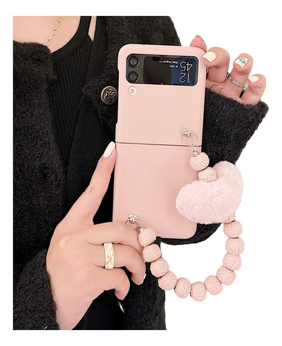 Funda Para Samsung Galaxy Flip Z4 Z3 Pulsera Corazón Rosa