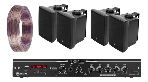 Kit Som Ambiente Amplificado Ths 4600 4 Caixas Som Jbl C521p