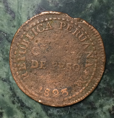 1823 Peru Moneda  Un Quarto Peso ( 2 Reales ) Muy Rara !!!! 