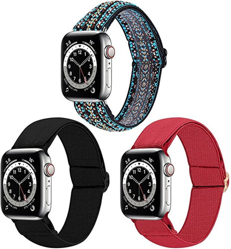Malla Elastica Para Apple Watch 42-44-45mm Flor-verde-rojo