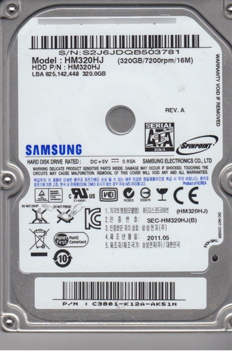 Samsung Disco Duro Laptop 320gb