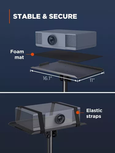 AMADA HOMEFURNISHING Soporte de trípode para proyector de 25 a 63 pulgadas,  soporte para proyector portátil, soporte alto para laptop con bandeja