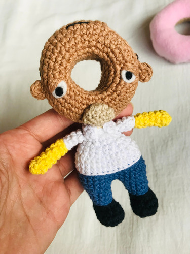Homero Simpson Cabeza Dona Llavero Amigurumi Muñeco Tejido