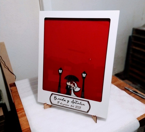Imagen 5 de 5 de Cuadro De Firmas Para Invitados Boda Lluvia Corazones (100)