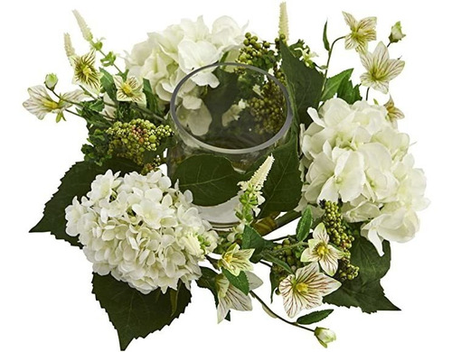 Casi Natural 4214 Hortensia Arreglo Artificial Candelabro,