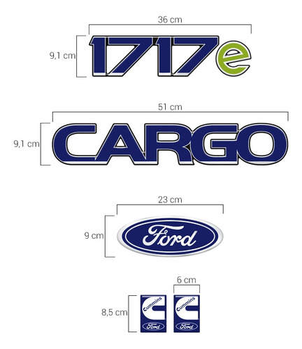 Imagem 6 de 6 de Kit Emblemas Cargo 1717e Adesivos Caminhão Ford Cummins