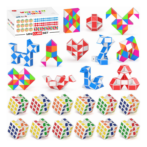 Puzzle Cube Vdealen Mini Cube & Fidget Snake, Paquete De 24