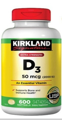 Vitamina D3 2000iu Kirkland 600 Pastillas