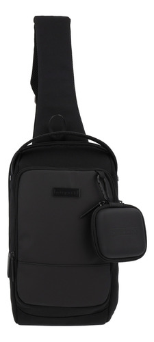 Mochila Cruzada Pechera Crossbody Airpack Nomad Elegance Color Negro Diseño De La Tela Lisa