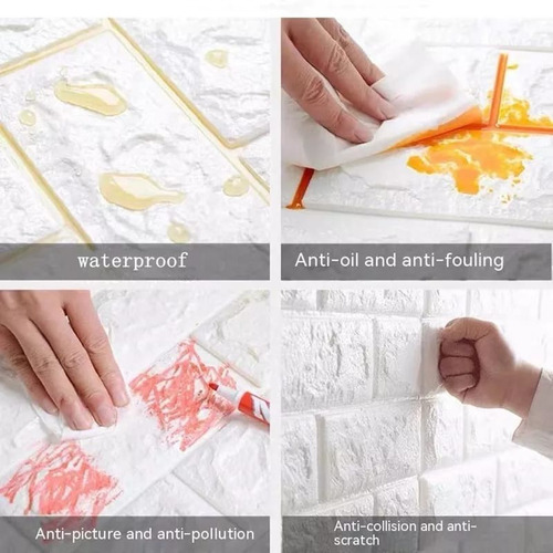 Imagen 2 de 6 de Papel Tapiz Blanco 3d Pegatinas De Pared Autoadhesivo Hogar