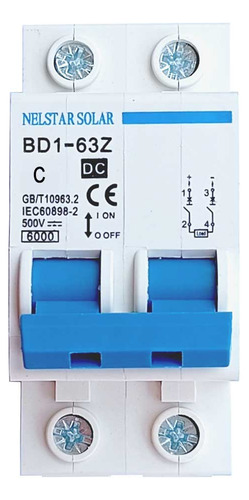 Disjuntor Bipolar Snetec 10a-63a Dc 2p 500v Solar