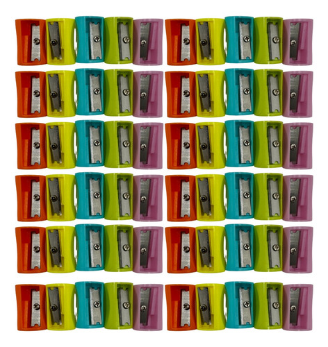48 Sacapuntas Plastico Escolar Orificio Economico Zin Zin Color Surtidos